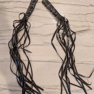 Black Leather Fringe Belt